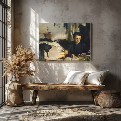 This evocative piece captures a moment of introspection, with a solitary figure enveloped in the for Veranda