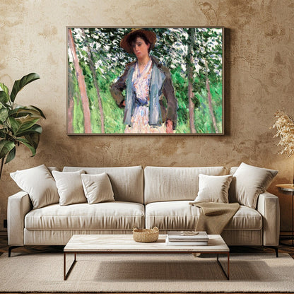 This captivating artwork captures a serene moment in a sun-dappled grove. The intricate brushwork for Family Room