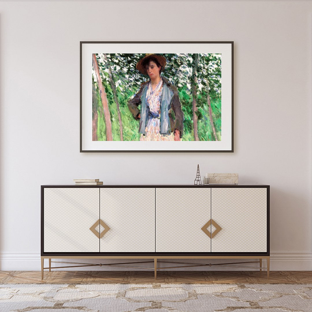 This captivating artwork captures a serene moment in a sun-dappled grove. The intricate brushwork for Foyer