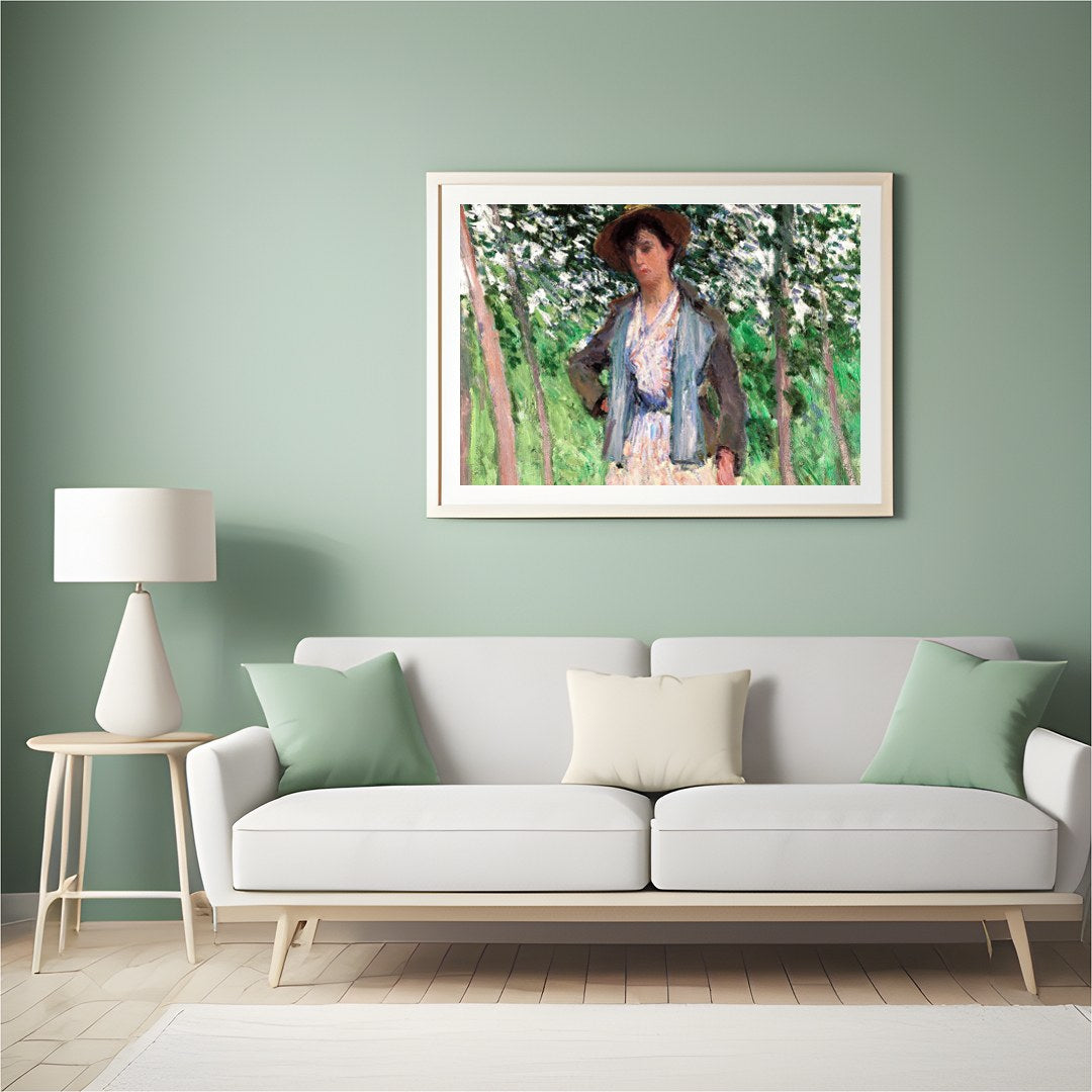 This captivating artwork captures a serene moment in a sun-dappled grove. The intricate brushwork for Hall