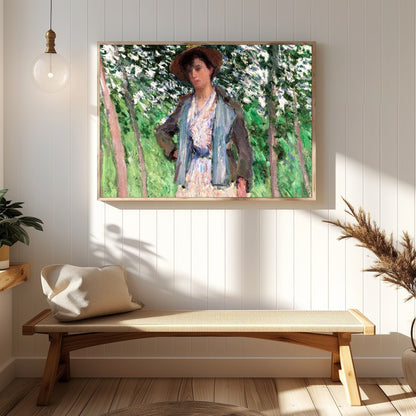 This captivating artwork captures a serene moment in a sun-dappled grove. The intricate brushwork for Hallway