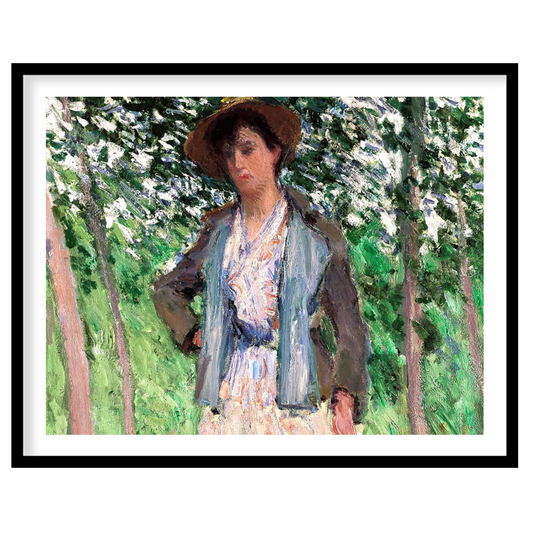 This captivating artwork captures a serene moment in a sun-dappled grove. The intricate brushwork for space