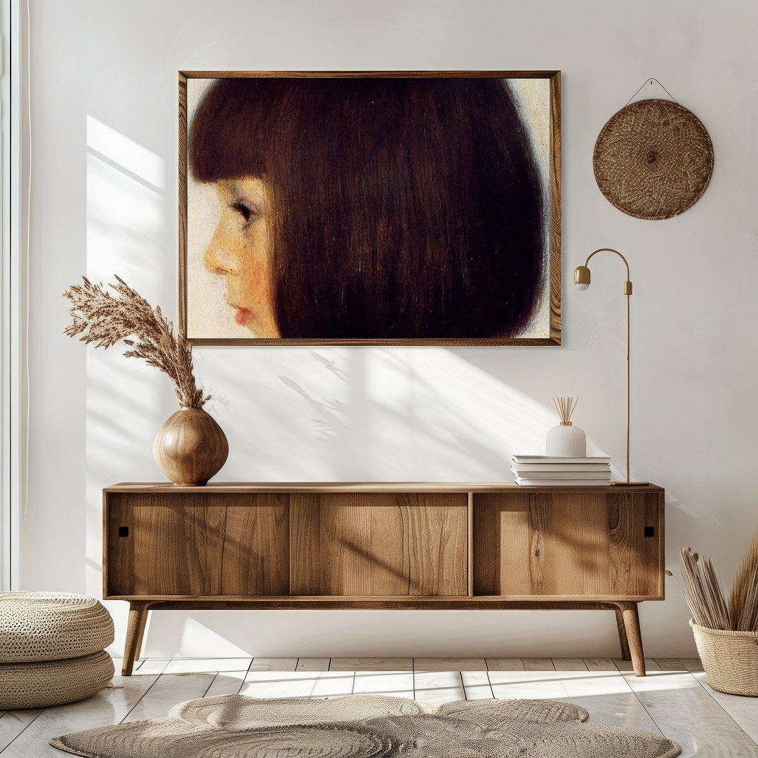 This serene portrait captures the profile of a young girl with exquisite detail, evoking a sense of for Sitting Area