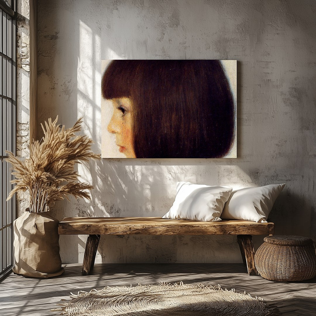This serene portrait captures the profile of a young girl with exquisite detail, evoking a sense of for Veranda