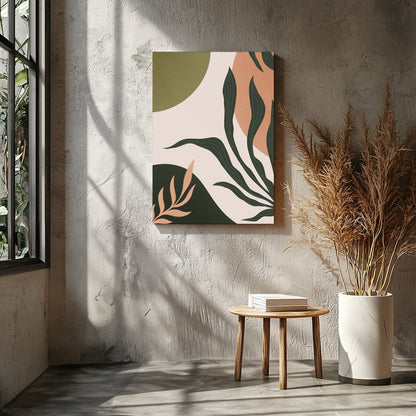 Elevate your space with this captivating abstract botanical artwork. Featuring harmonious earth for Entrance