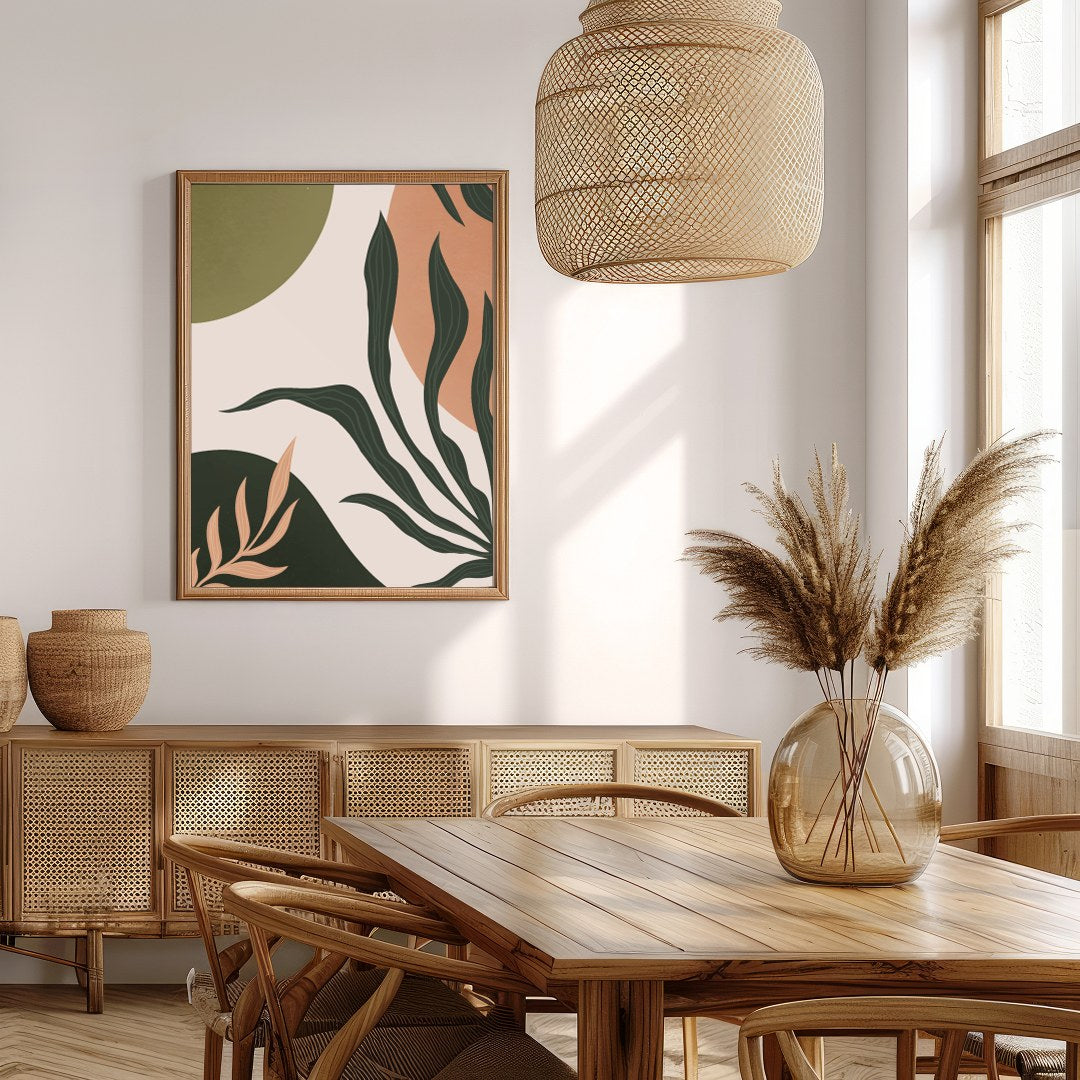 Elevate your space with this captivating abstract botanical artwork. Featuring harmonious earth for Extra Kitchen