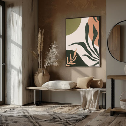 Elevate your space with this captivating abstract botanical artwork. Featuring harmonious earth for house