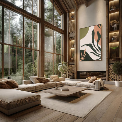 Elevate your space with this captivating abstract botanical artwork. Featuring harmonious earth for Living Room