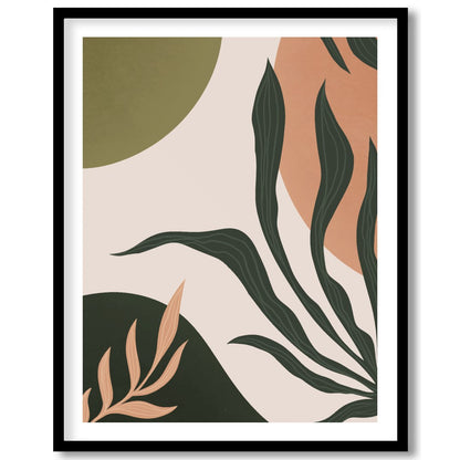 Elevate your space with this captivating abstract botanical artwork. Featuring harmonious earth for nook