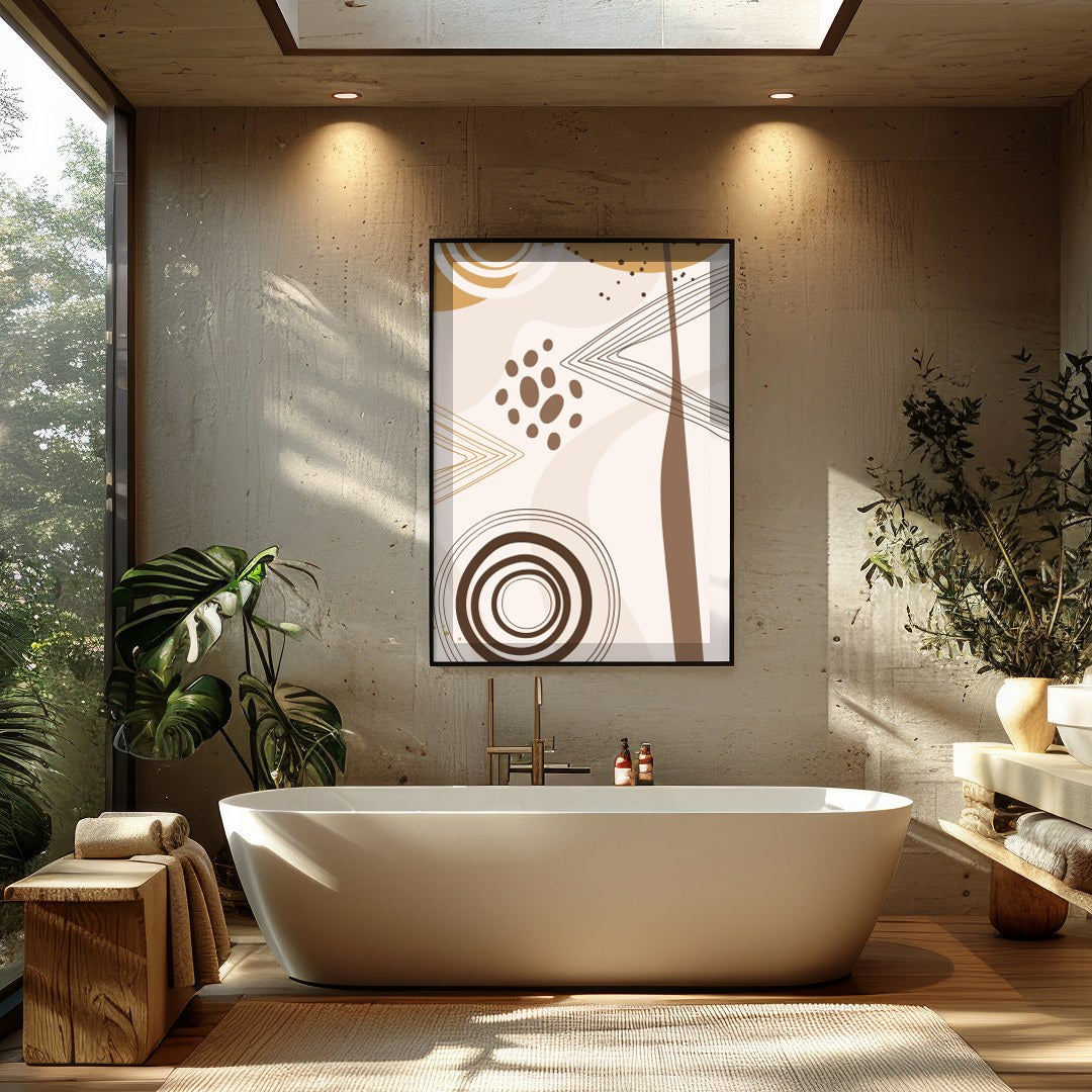 Elevate your space with this contemporary abstract wall art, featuring a harmonious blend of earth for Bathroom