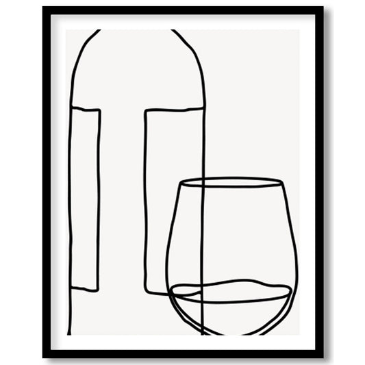 Elegantly minimalist, this artwork captures the sophistication of wine with a single continuous for abode