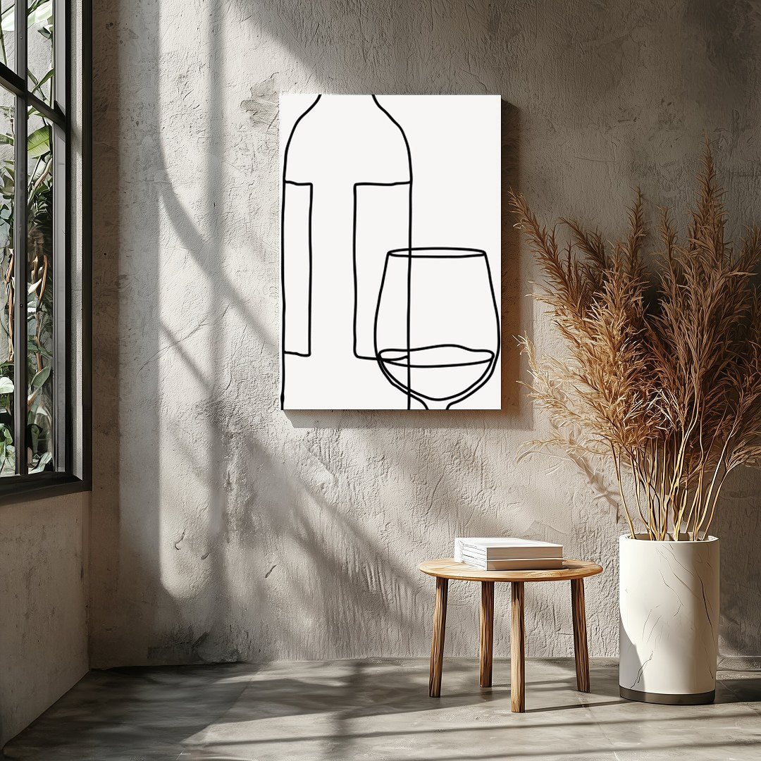 Elegantly minimalist, this artwork captures the sophistication of wine with a single continuous for Entrance