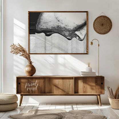 """Contour Anomaly"" presents a striking abstract composition featuring a blend of textured surface… for living room
