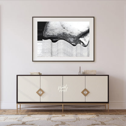 """Contour Anomaly"" presents a striking abstract composition featuring a blend of textured surface… for living room