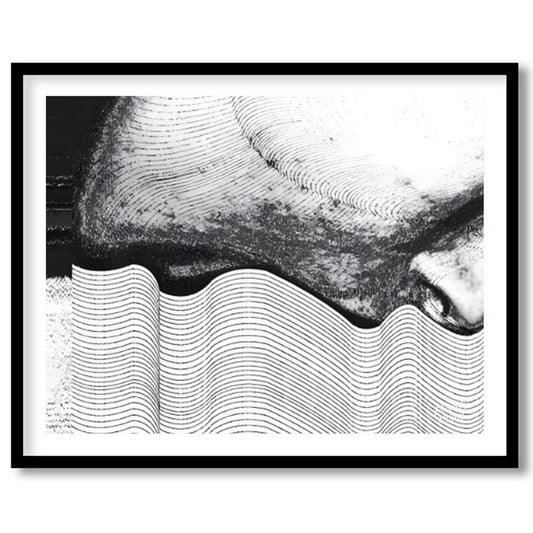 """Contour Anomaly"" presents a striking abstract composition featuring a blend of textured surface… for place