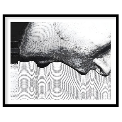 """Contour Anomaly"" presents a striking abstract composition featuring a blend of textured surface… for place