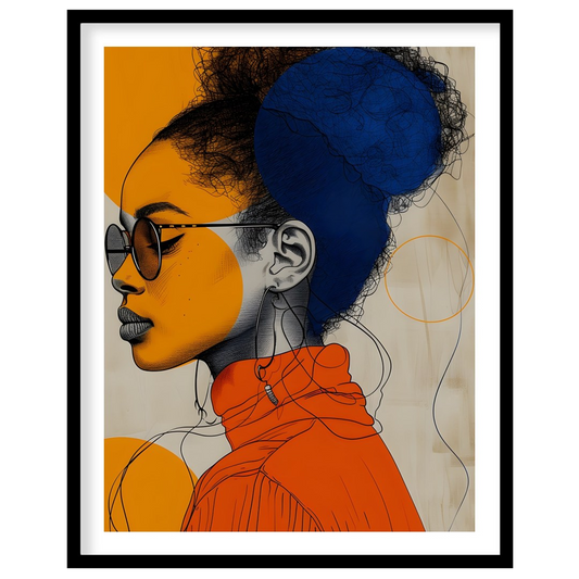 This visually striking digital illustration combines bold geometric shapes and intricate line work … for space