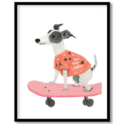 This vibrant and contemporary illustration captures the dynamic energy of a cool whippet or greyhou… for sweet home