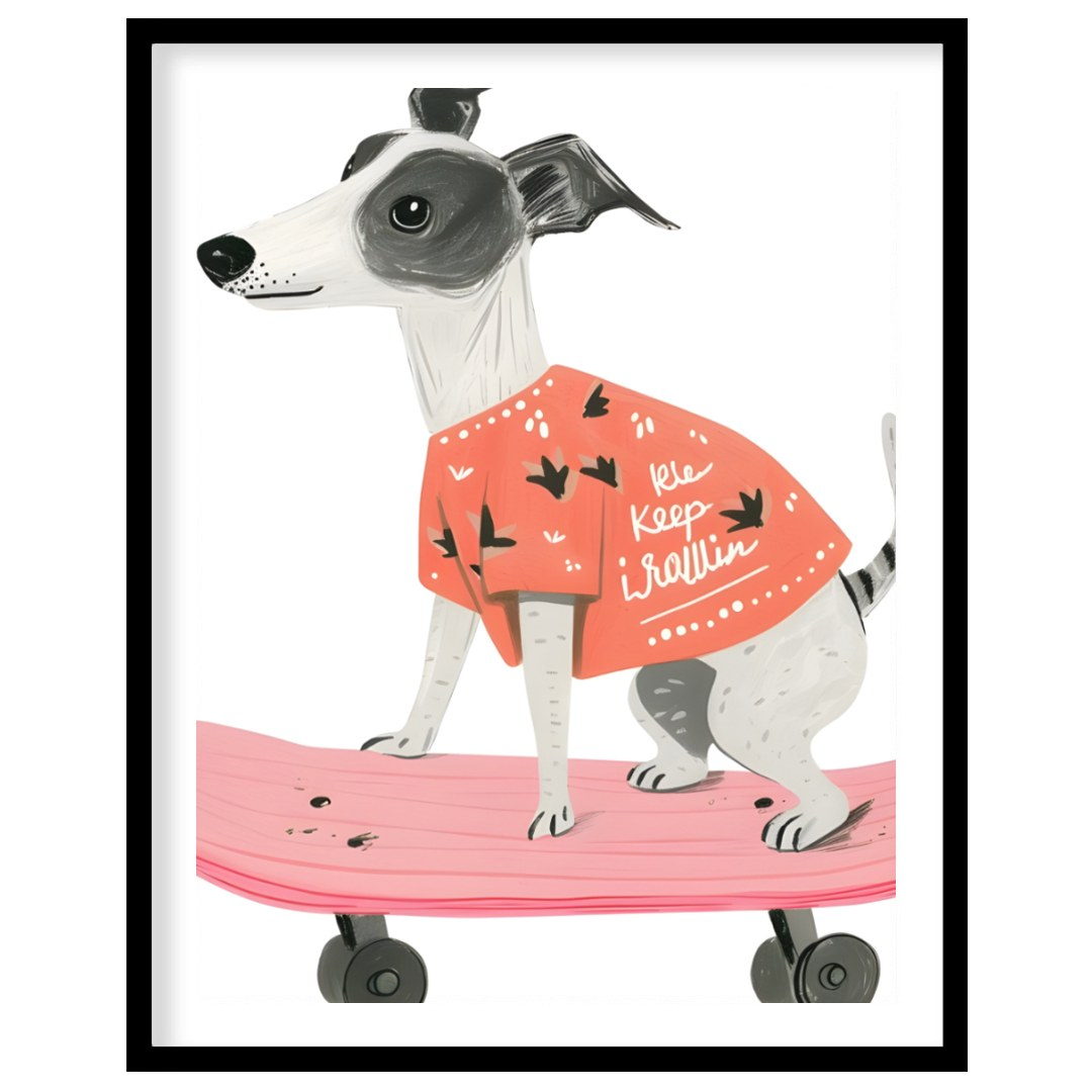 This vibrant and contemporary illustration captures the dynamic energy of a cool whippet or greyhou… for sweet home