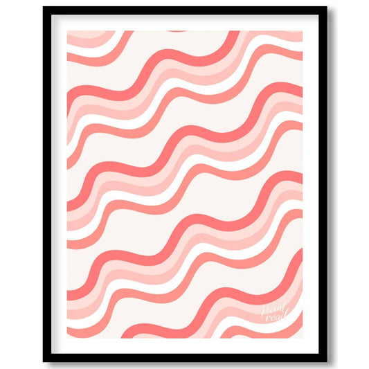 This abstract digital pattern features a series of undulating waves in varying shades of coral and … for area