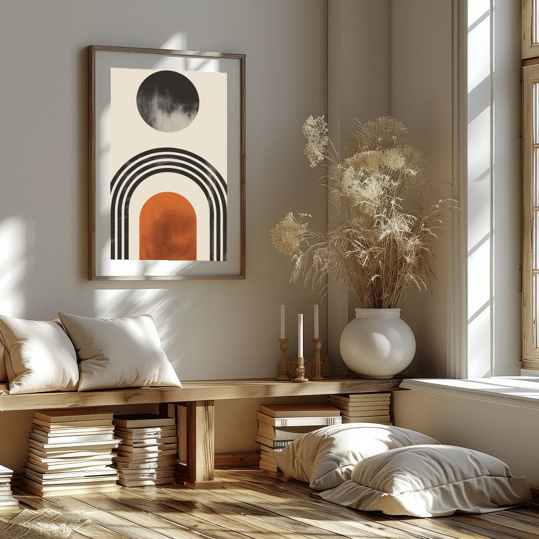 Unlock a sense of serenity and modern elegance with this captivating abstract geometric piece. for abode