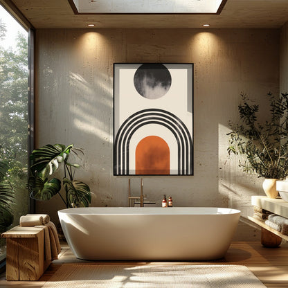 Unlock a sense of serenity and modern elegance with this captivating abstract geometric piece. for Bathroom