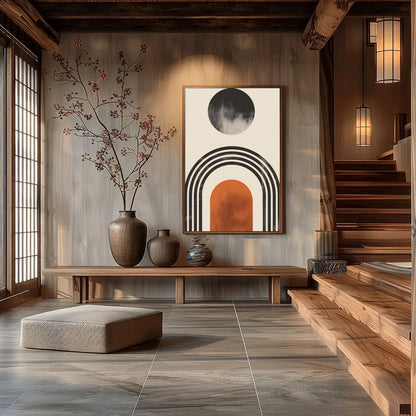 Unlock a sense of serenity and modern elegance with this captivating abstract geometric piece. for Hall