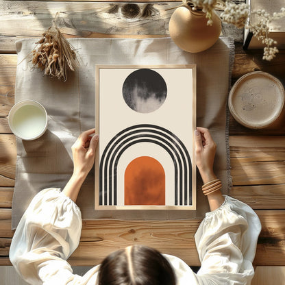 Unlock a sense of serenity and modern elegance with this captivating abstract geometric piece. for Kitchen