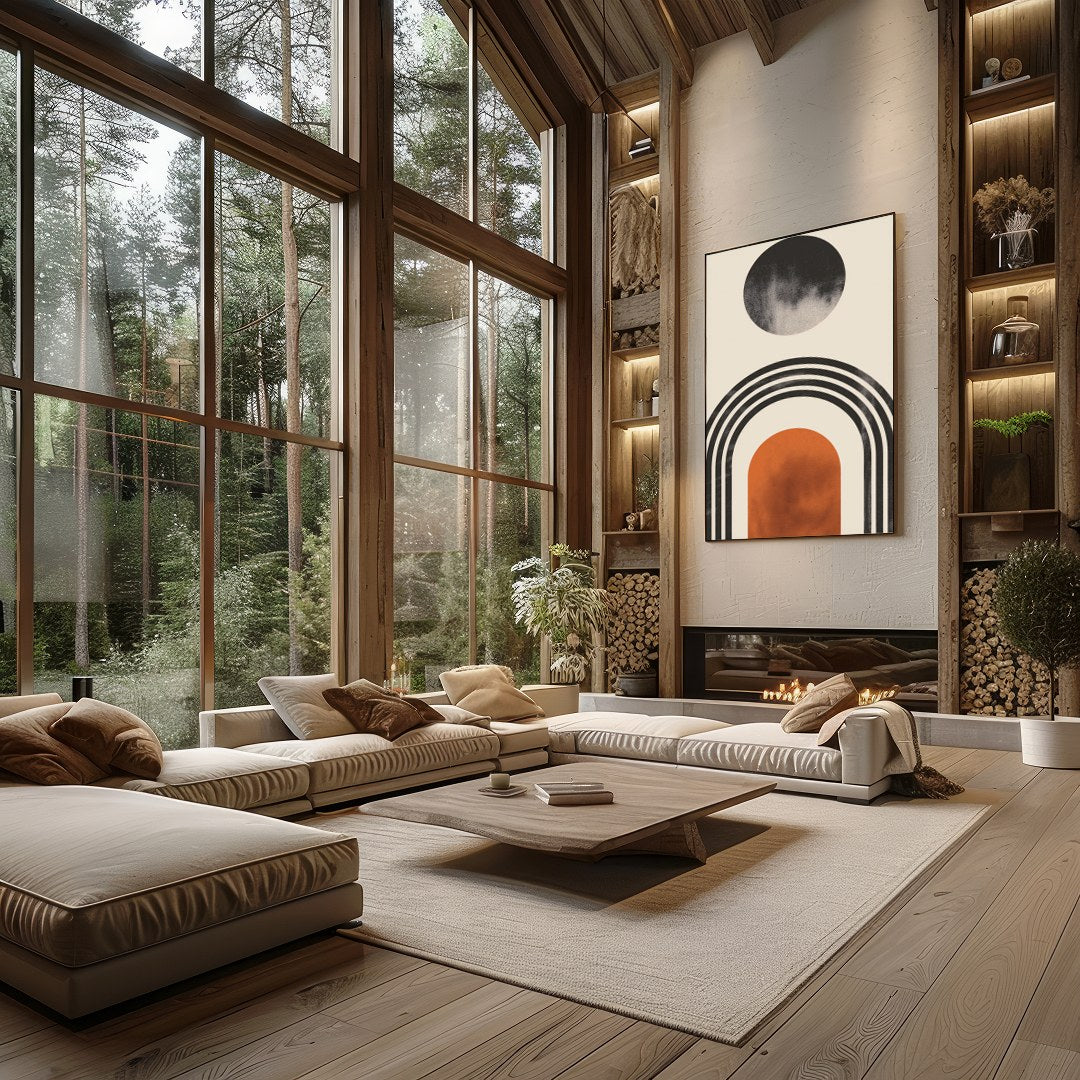 Unlock a sense of serenity and modern elegance with this captivating abstract geometric piece. for Living Room