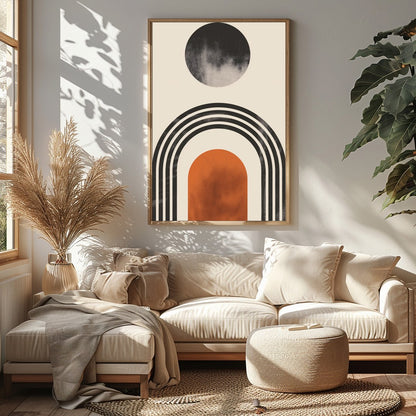 Unlock a sense of serenity and modern elegance with this captivating abstract geometric piece. for Sitting Area