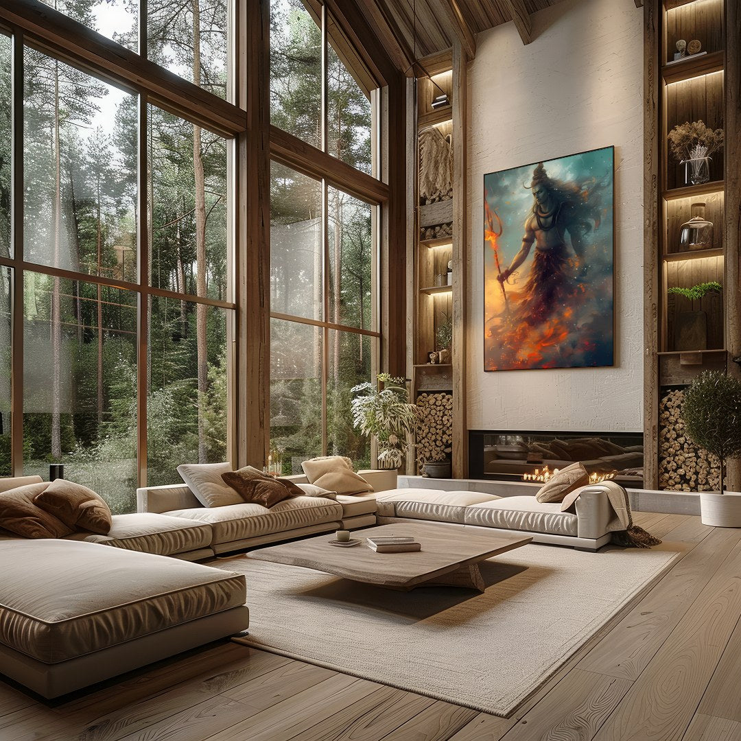 Immerse yourself in the mystical charm of 'Cosmic Guardian', a stunning piece that captures the for Living Room