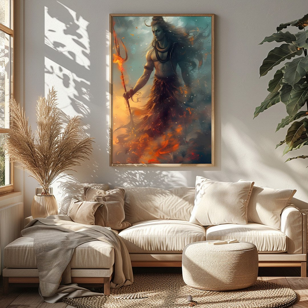 Immerse yourself in the mystical charm of 'Cosmic Guardian', a stunning piece that captures the for Sitting Area