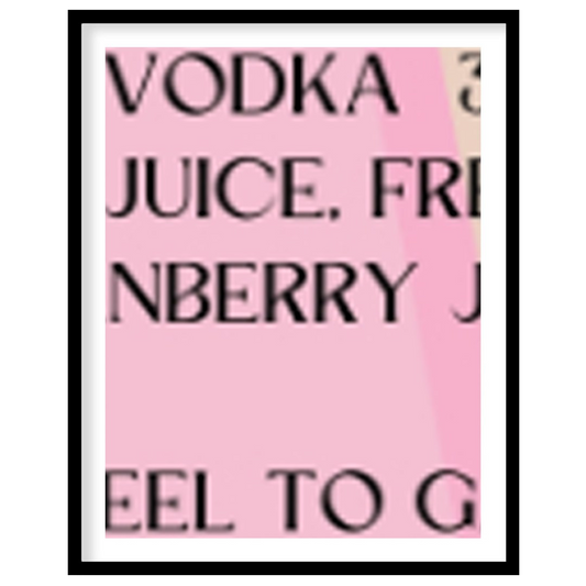 This elegant and sophisticated poster showcases a Cosmopolitan cocktail, rendered with a warm and i… for area