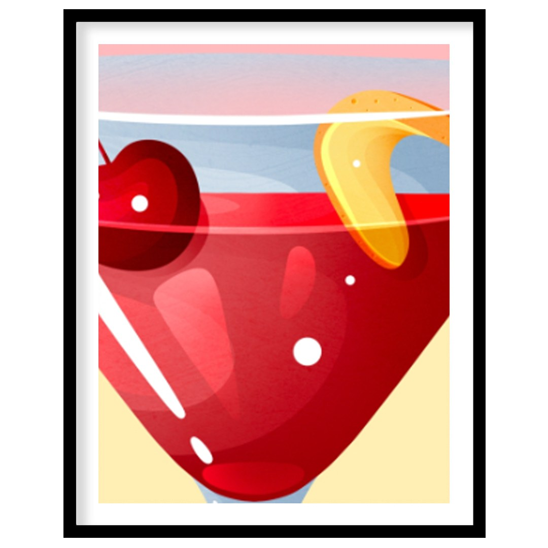 This chic and glamorous poster features a Cosmopolitan cocktail, radiating a sophisticated allure. … for room