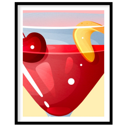 This chic and glamorous poster features a Cosmopolitan cocktail, radiating a sophisticated allure. … for room
