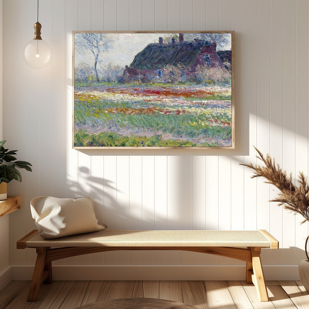 Immerse yourself in the tranquil beauty of this pastoral scene. A serene cottage nestles amid a for Hallway