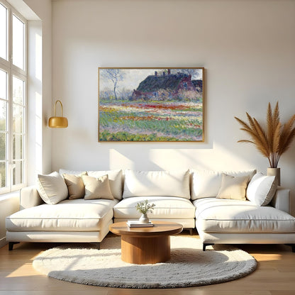 Immerse yourself in the tranquil beauty of this pastoral scene. A serene cottage nestles amid a for Living Room