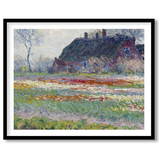 Immerse yourself in the tranquil beauty of this pastoral scene. A serene cottage nestles amid a for nook