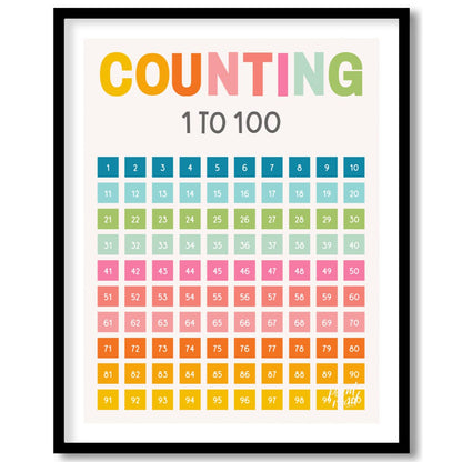 This vibrant and highly functional educational poster is titled "COUNTING 1 TO 100," with the main … for area