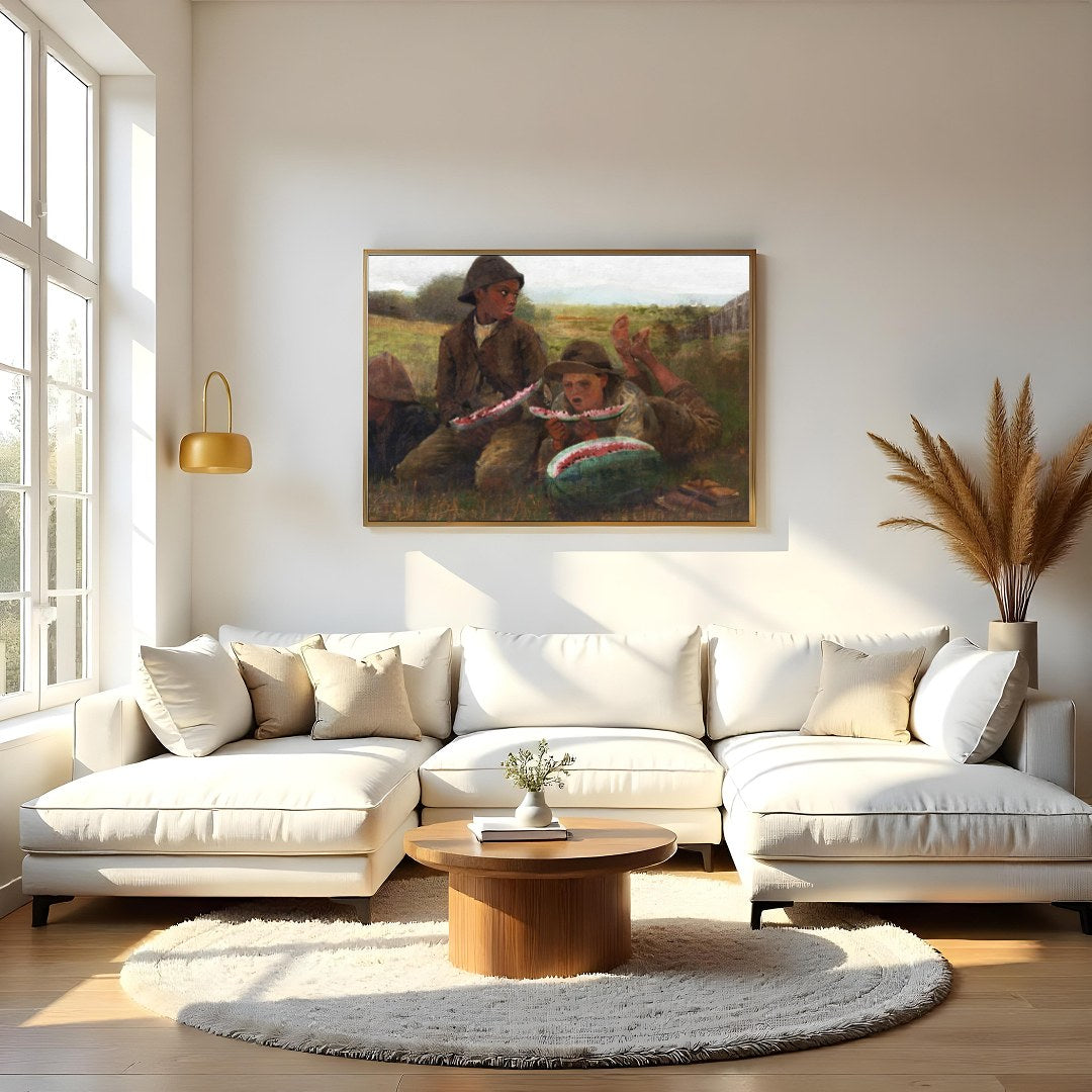 Experience the rustic charm of timeless summer days with this captivating artwork. The scene for Living Room