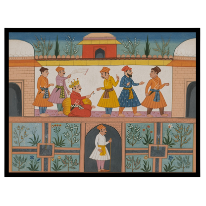 Step into the grandeur of an opulent royal court with this exquisite Indian Miniature artwork. for haven