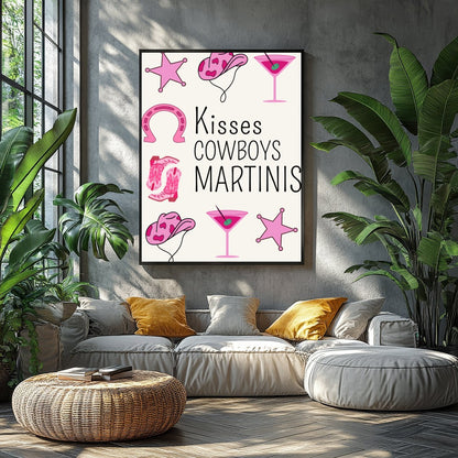 Infuse your space with a playful Western charm through this vibrant artwork featuring cowgirl hats, for Balcony