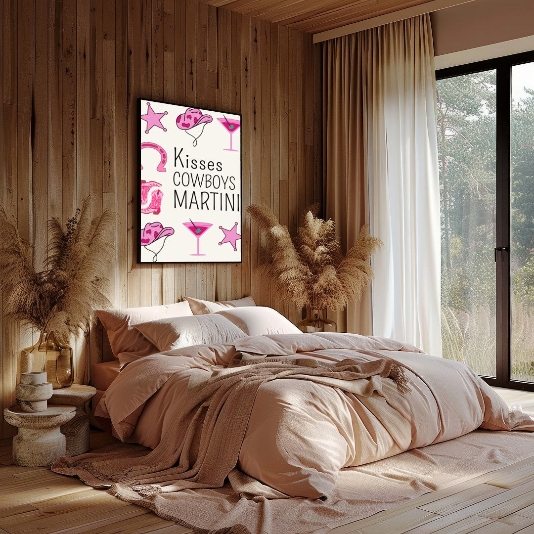 Infuse your space with a playful Western charm through this vibrant artwork featuring cowgirl hats, for Bedroom