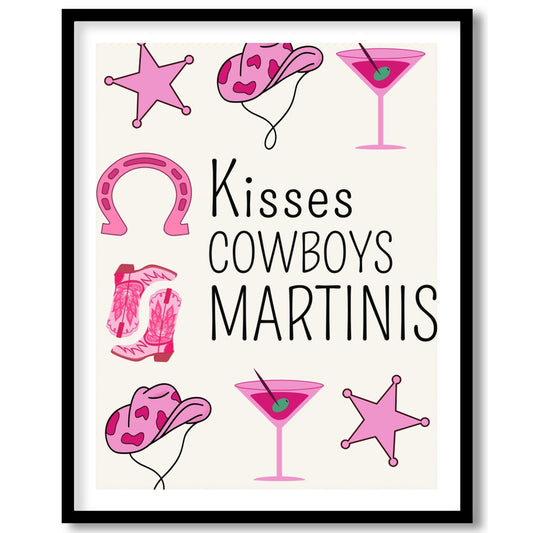 Infuse your space with a playful Western charm through this vibrant artwork featuring cowgirl hats, for home