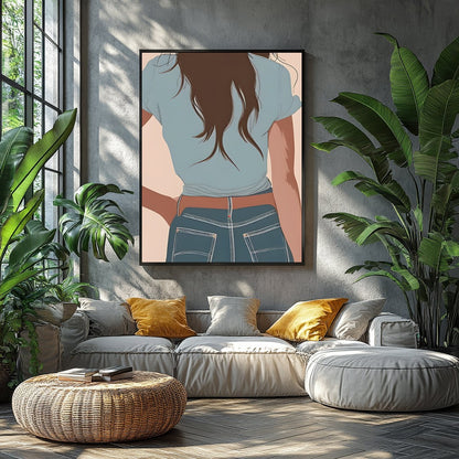 This captivating artwork depicts a lone cowgirl in calming pastel tones. The minimalist style and for Balcony