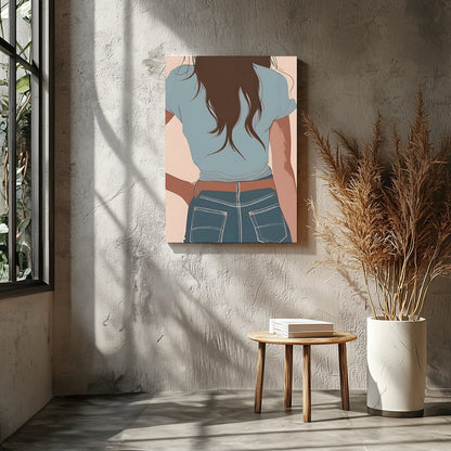 This captivating artwork depicts a lone cowgirl in calming pastel tones. The minimalist style and for Entrance