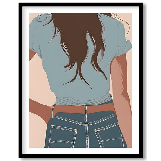 This captivating artwork depicts a lone cowgirl in calming pastel tones. The minimalist style and for house