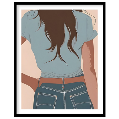 This captivating artwork depicts a lone cowgirl in calming pastel tones. The minimalist style and for house