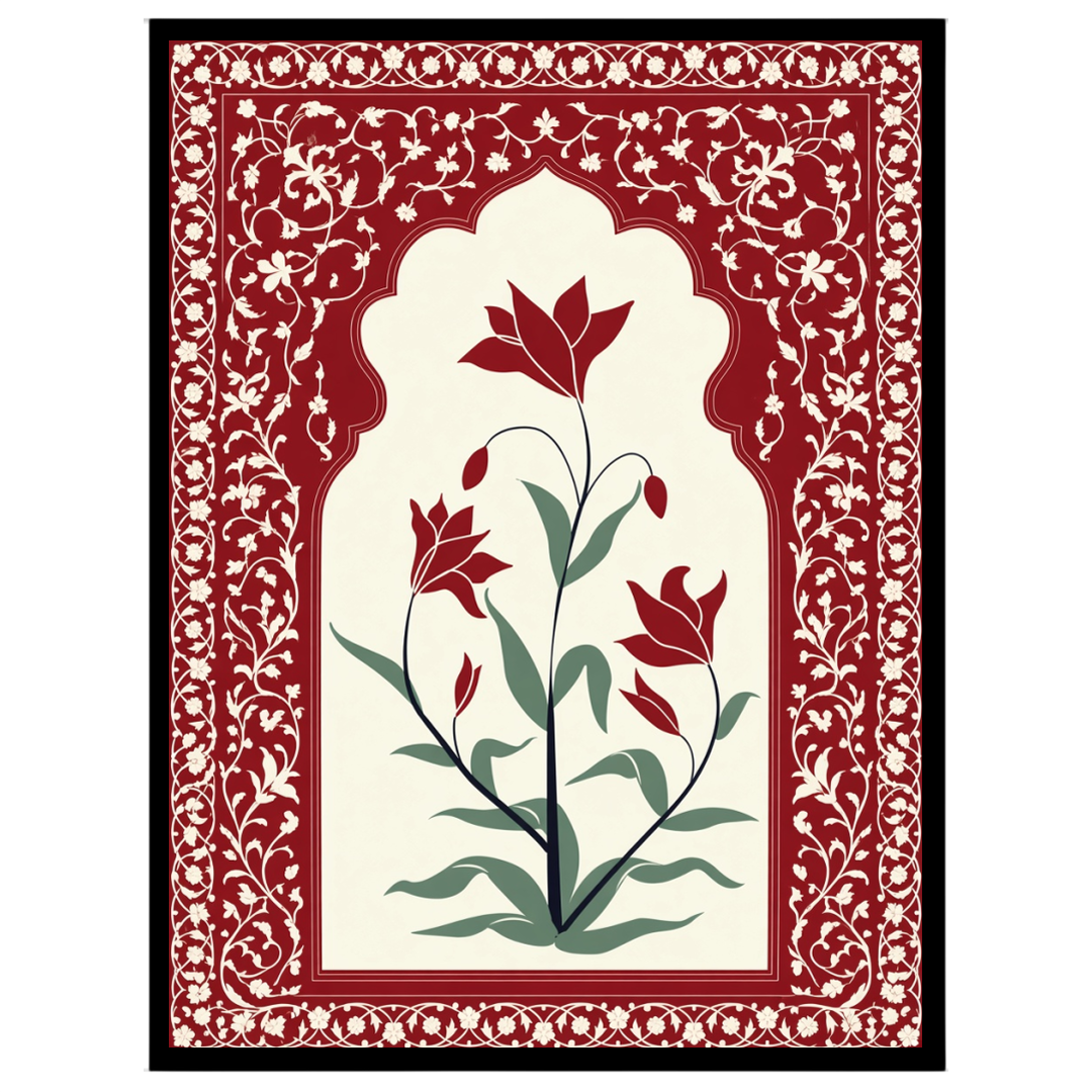 Immerse yourself in the regal allure of Mughal artistry with this exquisite floral piece. Featuring for studio