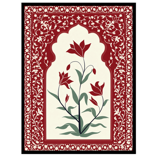 Immerse yourself in the regal allure of Mughal artistry with this exquisite floral piece. Featuring for studio